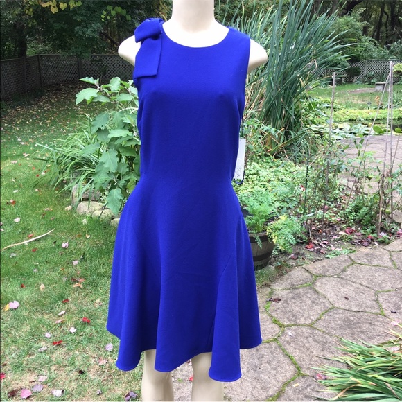 A line ELIZA Jroyal blue dress NWT 10 Shoulder bow - Picture 2 of 9